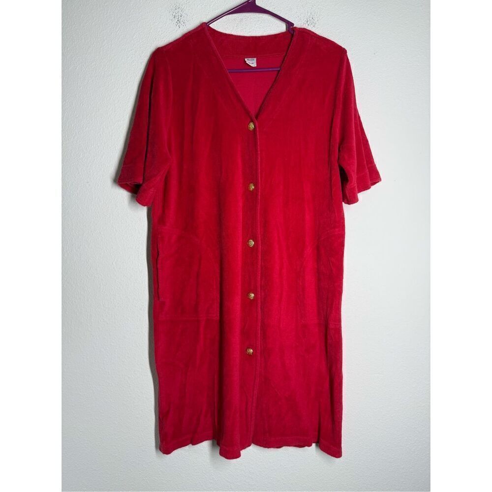 Vintage MissA Cotton Blend Button Down Beach Dress Red Size 38 EU/ 8 US